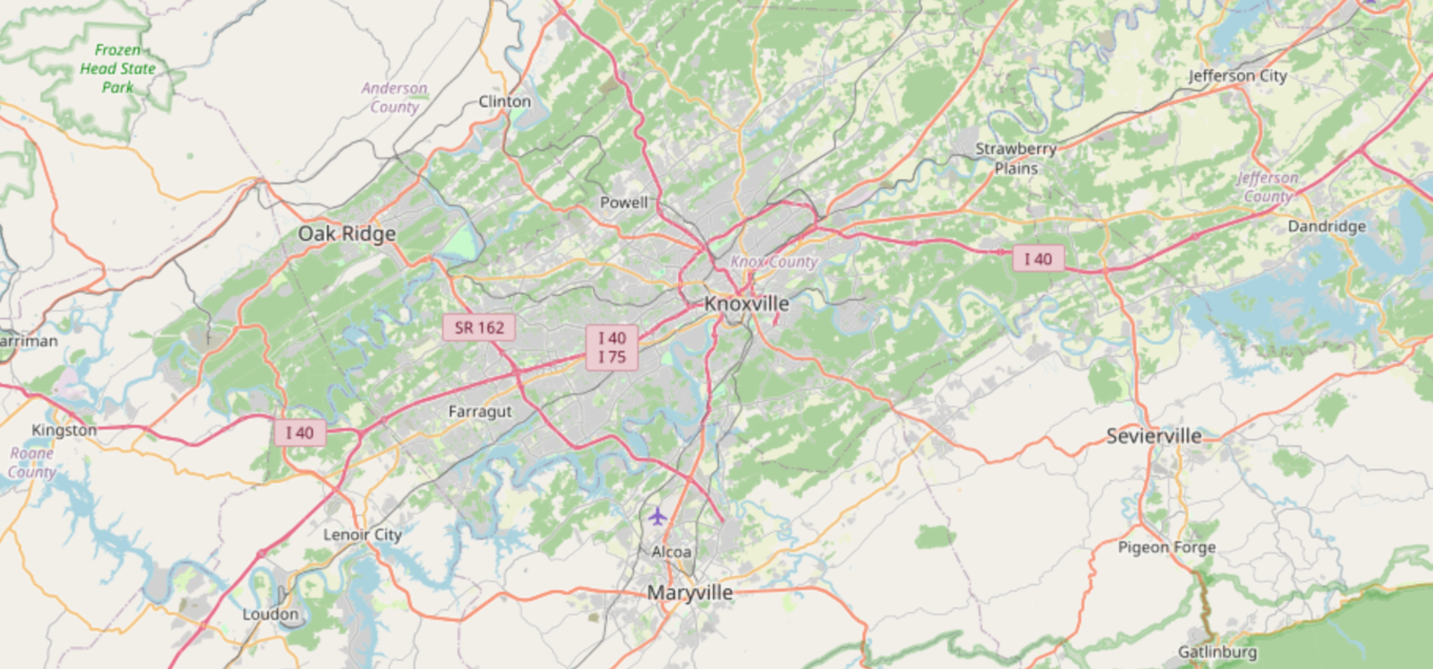Knoxville Tennessee ZIP code comparison map for retirement analysis